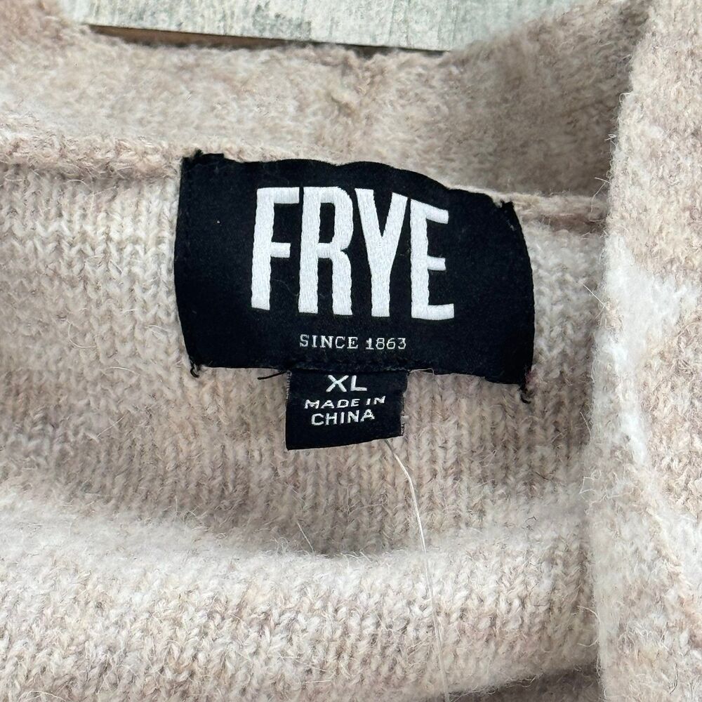Frye The Cozy Cardigan Open Front Tan and White Western Nordic Pattern Cardigan - Picture 9 of 10